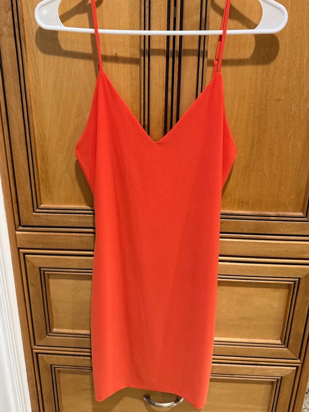 NanaMacs Vibrant Orange Spaghetti-Strap Mini Dress